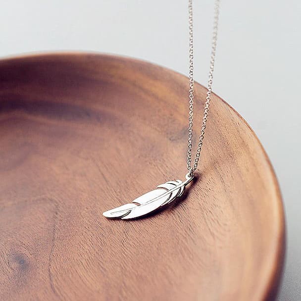 Silberfeder, Kette, Naturschoen - #feder, #sterlingsilber, #winter, boho