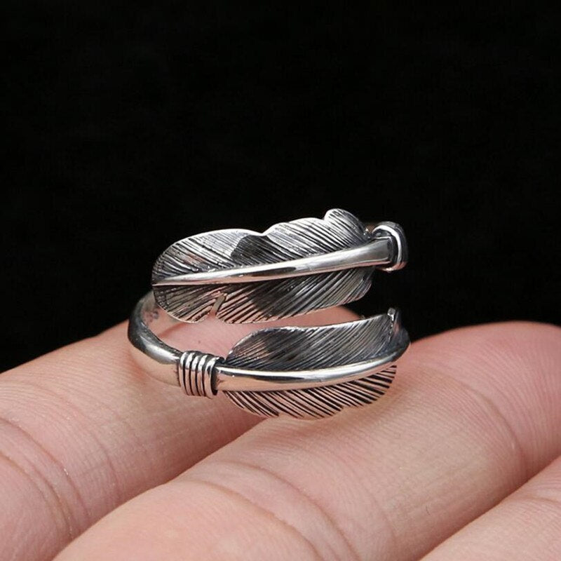 Doppelfeder, Ring, Naturschoen - #boho, #feder, #federn, #s925, #sterlingsilber, #wald