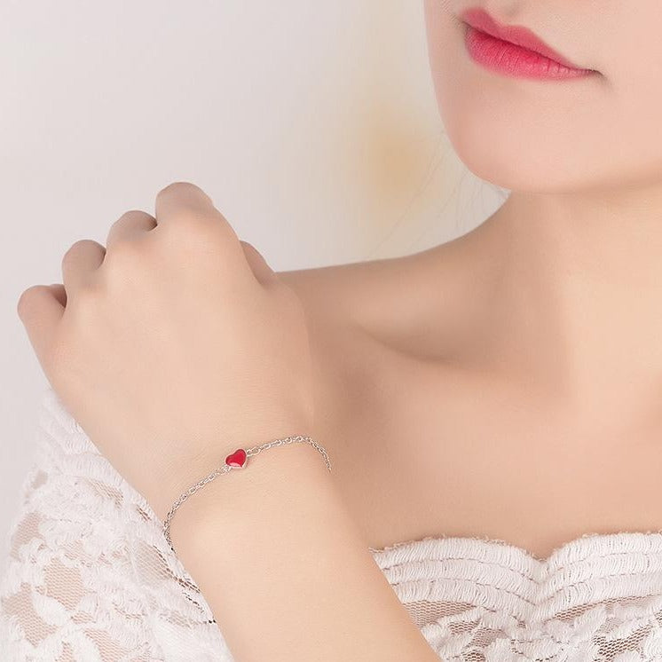 Miniherz, Armband, Naturschoen - #herz, #herzchen, #liebe, #mini, #rot, #s925, #sommer, #sterlingsilber