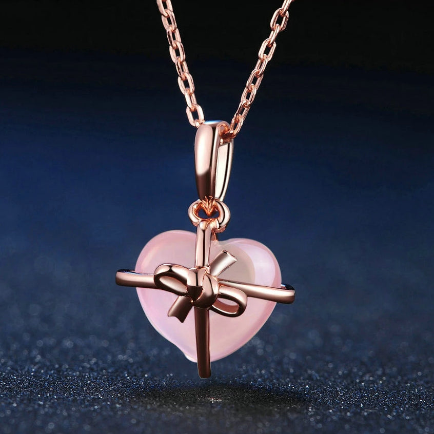 Herzsteinkette, Kette, Naturschoen - #citrin, #herz, #rosenquarz, #sterlingsilber, #vergoldet, edelstein, kristal