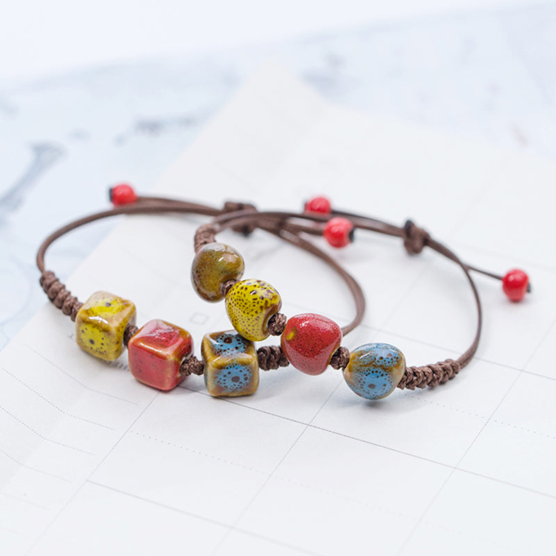 Früchtchen, Armband, Naturschoen - #bunt, #frucht, #frühling, #keramik, #sommer