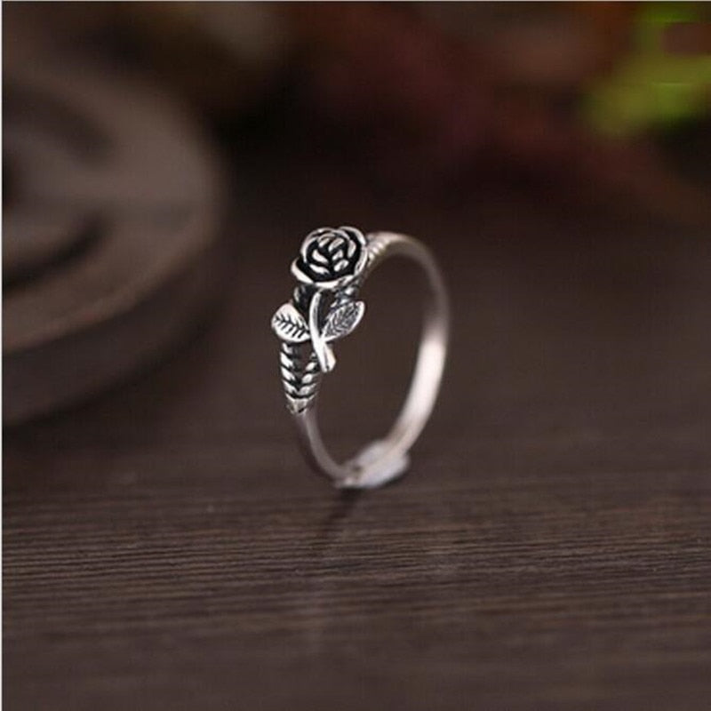 Schwarzer Rosenring Sterlingsilber - Lila Zirkon Ring Für Damen