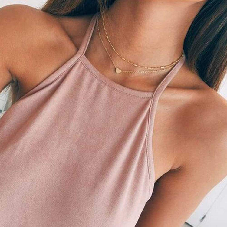 Layer-Herzkette, Kette, Naturschoen - #golden, #herz, #layer