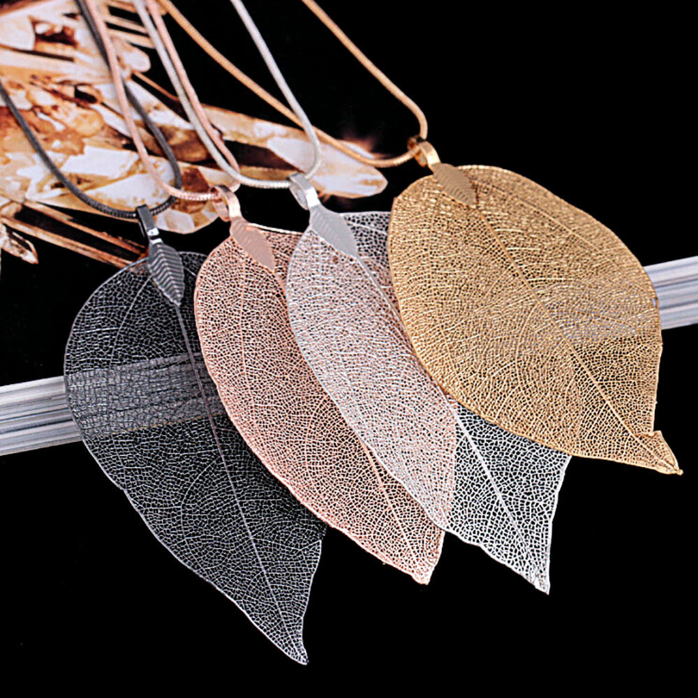 Glücksblatt, Kette, Naturschoen - #blatt, #golden, #wald, #winter