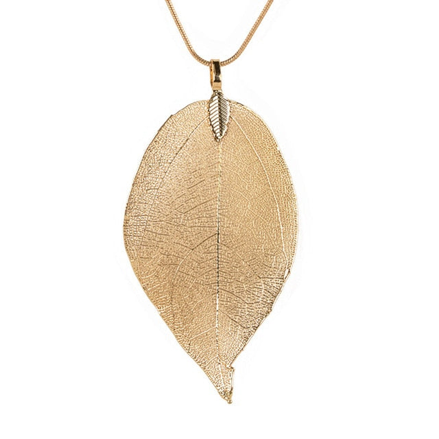 Glücksblatt, Kette, Naturschoen - #blatt, #golden, #wald, #winter