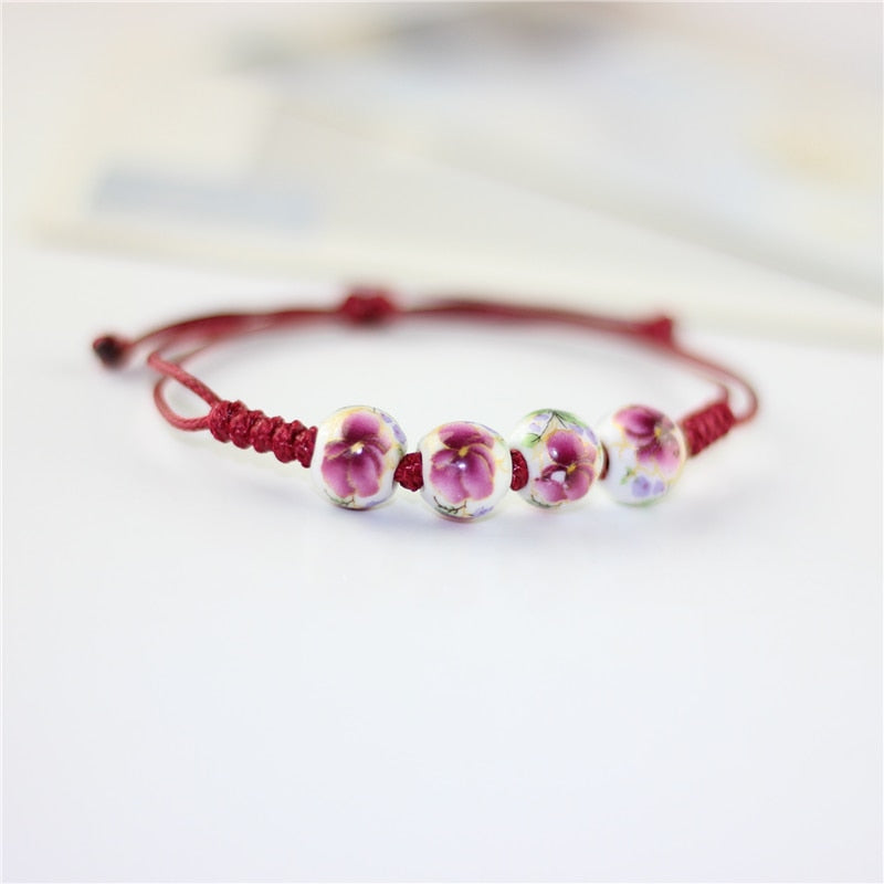 Blumenfreude, Armband, Naturschoen - #bunt, #keramik, #sommer