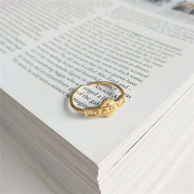Motivringe, Ring, Naturschoen - #himmel, #mond, #sterlingsilber, #vergoldet